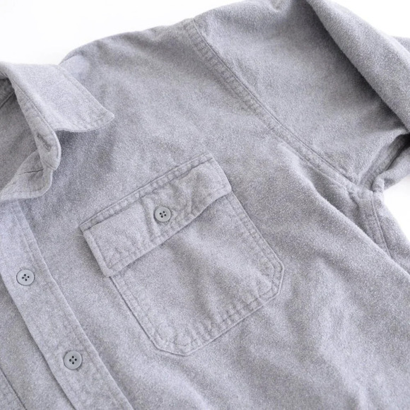 Vintage L.L. Bean Gray 100% Thick Cotton Outdoor Warm Button Up Shirt XLT - Picture 9 of 11